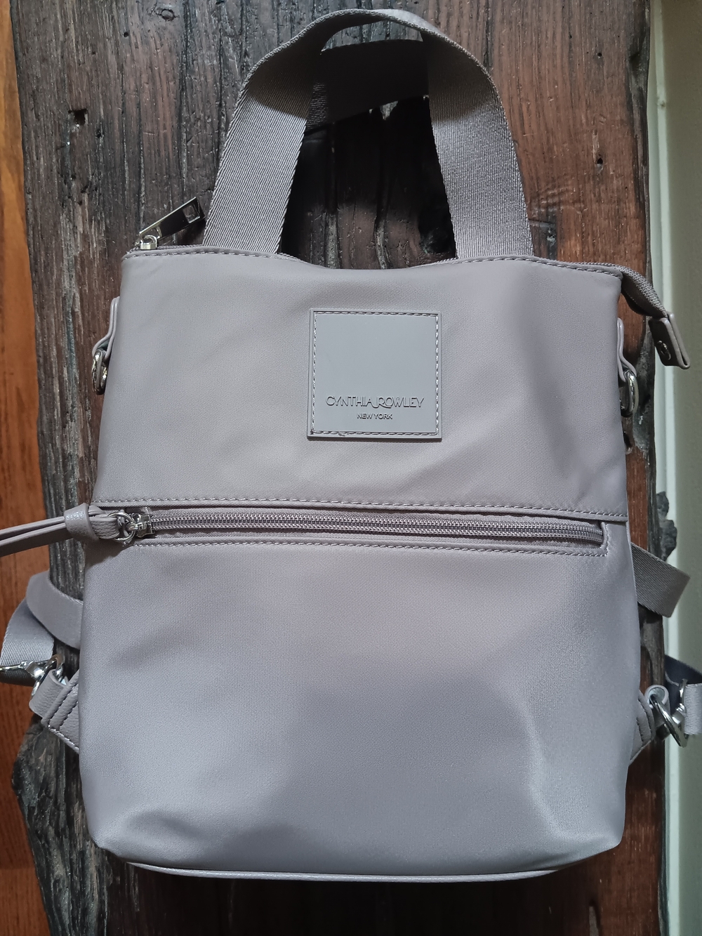 Cynthia Rowley Taupe/Grey Nylon Convertible Mini Backpack Top-Handle Tote